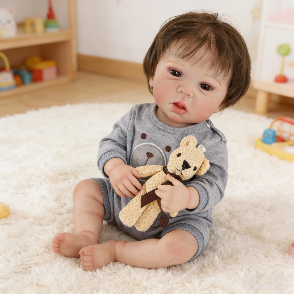 Bebê Reborn Boneca Menino 48cm Silicone Realista Olho Castanho Pode dar Banho Brastoy em Oferta na Shopee