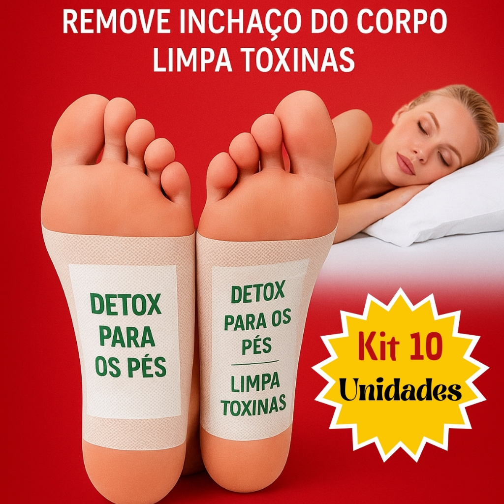 Kit 10 Salompas Para os Pés Elimina Impurezas Alívio Relaxamento - Adesivo Remove Toxinas e Inchaço