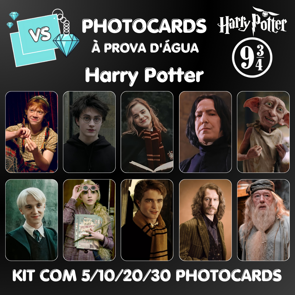 Kit Photocards 360g Harry Potter: Hermione, Rony, Draco, Hagrid; prova d'água Fan-made 5.5x8.5cm POP