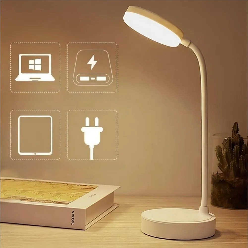 Abajur Recarregável LED BigTech - Haste Flexível, Touch, Luminária de Mesa Sem Fio