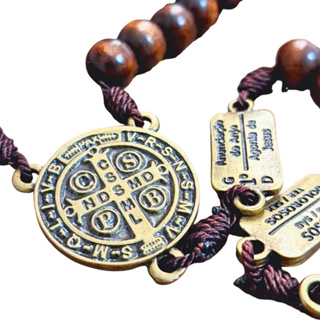 Terço de São Bento em Madeira das Contemplações dos Mistérios Medalha em Bronze em Oferta na Shopee