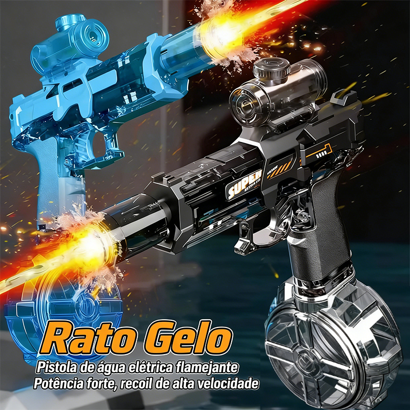 2PCS Lançador de Água Elétrico Recarregável com Luz LED - Jato Poderoso, Brinquedo para Verão, Praia, Piscina e Festas