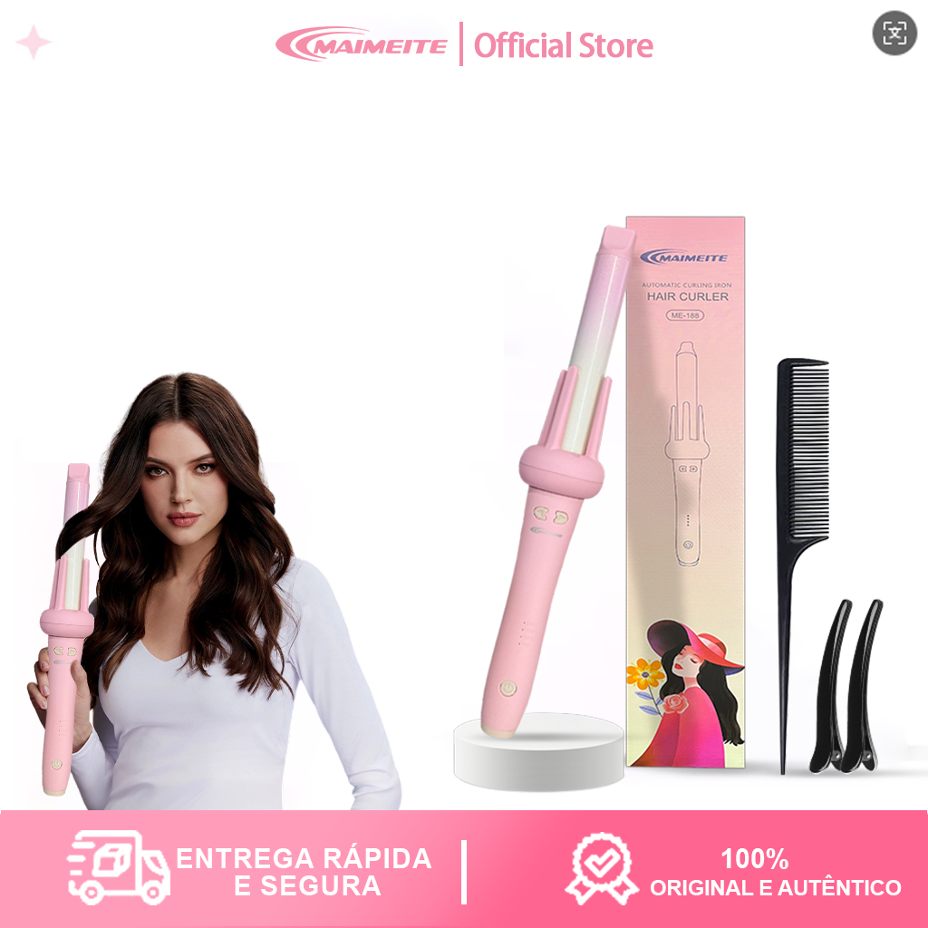 MAIMEITE Modelador De Cachos Taiff Curves Automático 26mm Preto Bivolt em Oferta na Shopee