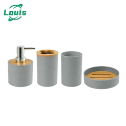 Louis Kit 4 Peças De Banheiro Porta Sabonete Líquido/Saboneteira/Porta Escova Cinza
