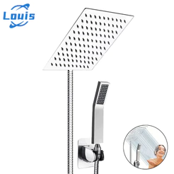 Louis Chuveiro Ducha Quadrada Inox 304 Completo Kit Luxo com Braço Ajustável e Chuveirinho