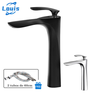 Louis Torneira Monocomando Banheiro Bica Alta 30cm Prata e Preto em Oferta na Shopee