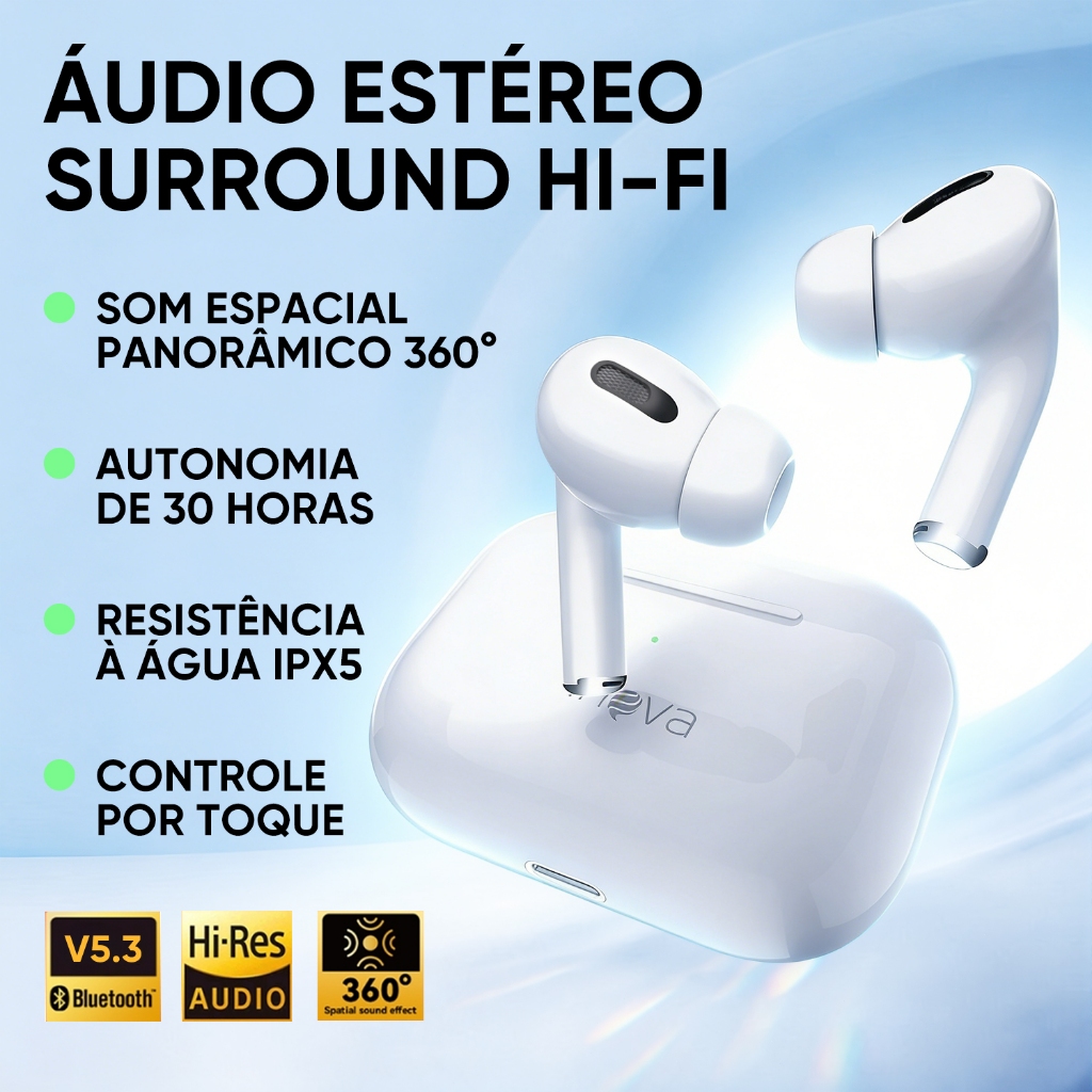 Inova Fones de Ouvido Bluetooth Sem Fio Fones 30h Microfone Headphones Sem Estéreo Cancelamento Ruído Tws 5.3 — R$ 79,99 em Shopee, 60% OFF
