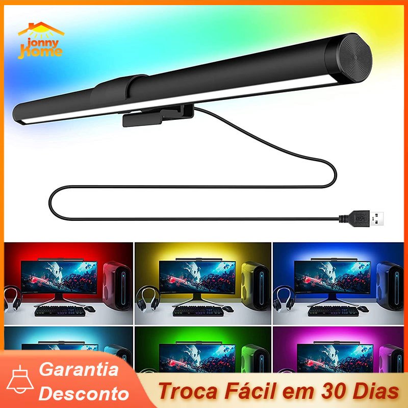 Barra De Luminária Led Rgb Para Monitor Computador Tela Regulavel Com Fundo De Toque