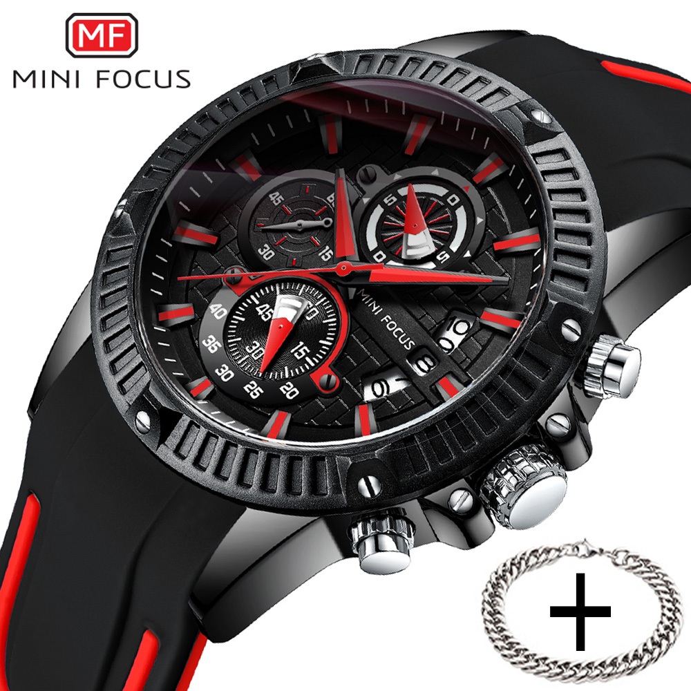 MINI FOCUS relógio masculino original moda date à prova d'água silicone relogio analógico de quartzo