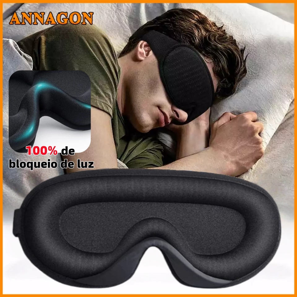 Máscara 3D Confort de dormir 100% Sombra Blackout, Zero Pressão Tampa do olho noturno ANNAGON em Oferta na Shopee