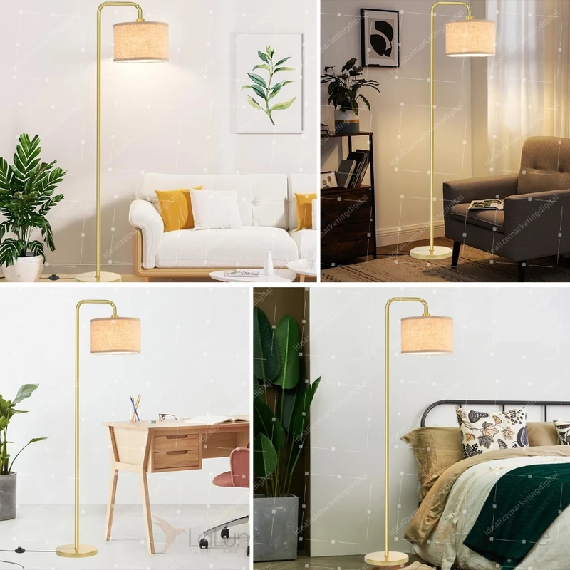 Luminária de Chão Abajur de Leitura 1,60m Dourada Bivolt 110/220v — foto 5
