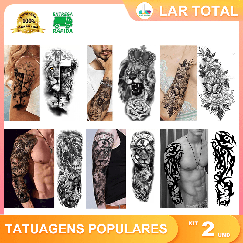 Kit 2 Tatuagem Temporária Fake à Prova D'água Realistas 3D, Moda Verão Praia Festas Eventos
