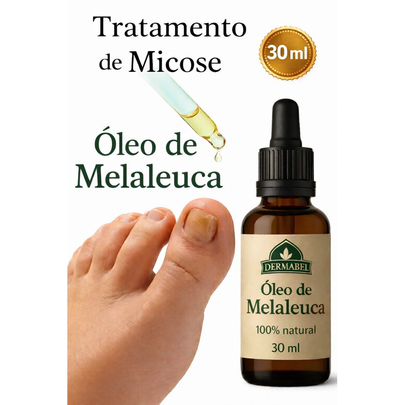 Óleo de Melaleuca 30ml Combate Micose Unhas Oleosidade Acne e Fortalece os Cabelos Dermabe...