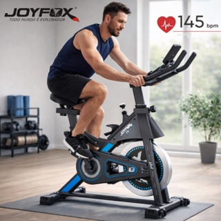 Bicicleta Spinning JOYFOX Ergométrica 13kg Silenciosa com Monitor Cardíaco 150kg em Oferta na Shopee