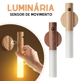 Kit 2/4 Luminária LED com Sensor Movimento Recarregável Madeira Mesa Parede Magnética Minimalista