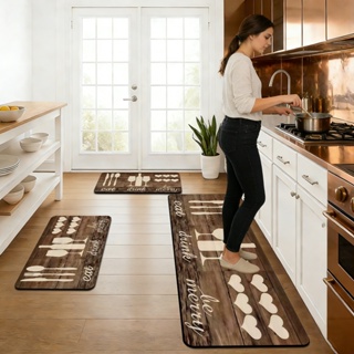 Kit cozinha 3 pecas emborrachado (antiderrapante) 1 passadeira 90*34 e 2 tapetes 60*34 em Oferta na Shopee