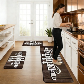 3 peças de combinação de tapete de grande tamanho com material anti-deslizante, adequado para cozinha, banheiro e uso de em Oferta na Shopee