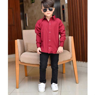 Camisa Infantil Masculina Social Manga Longa Slim Tecido Não Amarrota - Envio Rapido em Oferta na Shopee