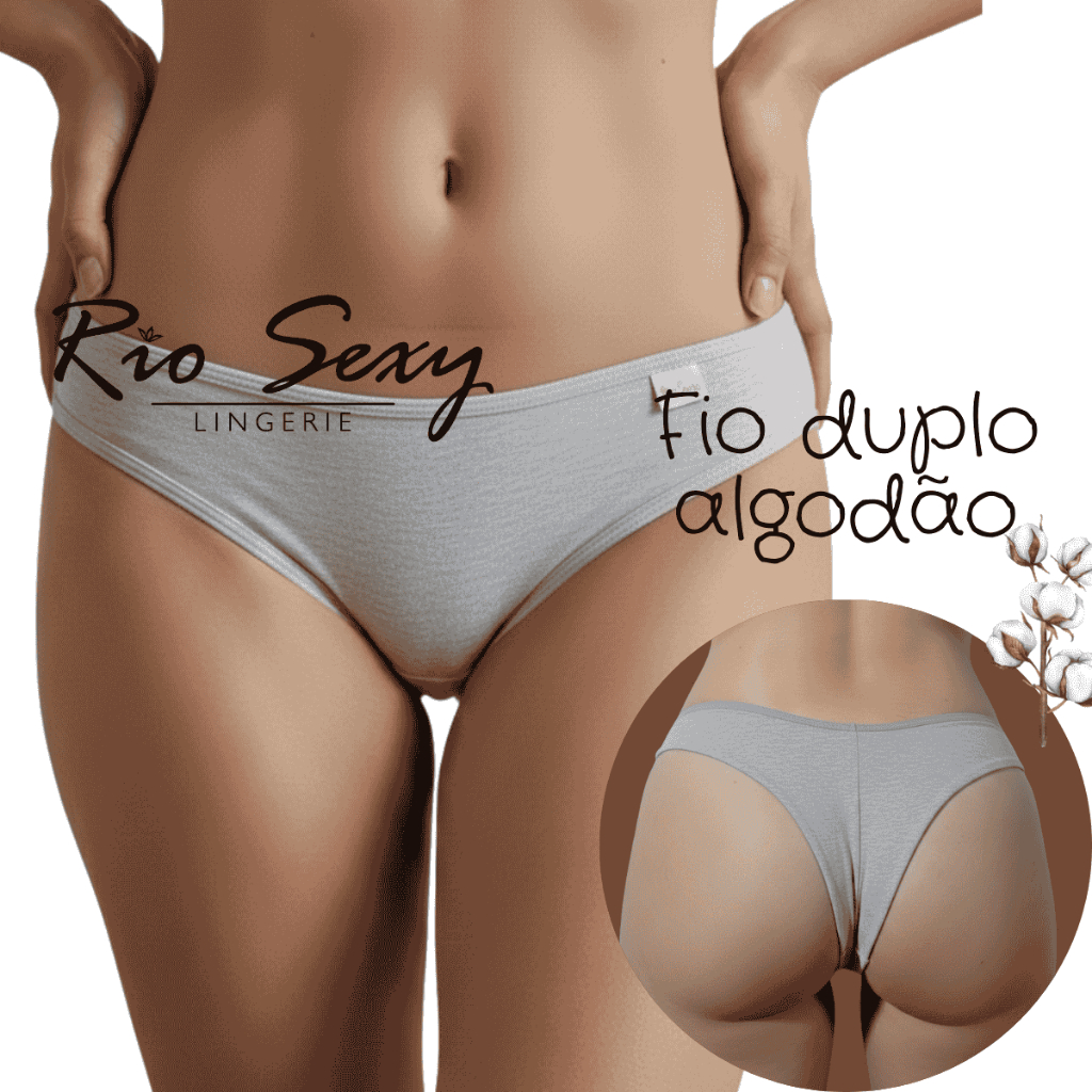 Kit 5 Calcinhas Algodão Fio Duplo Cotton Conforto Uso Diário, Revenda Tanga Cintura Média