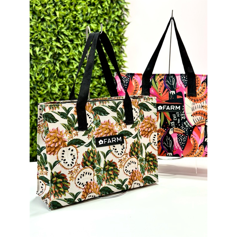 Bolsa grande estilo sacola estampada inspiração Farm verão - alça de ombro em nylon premium em Oferta na Shopee