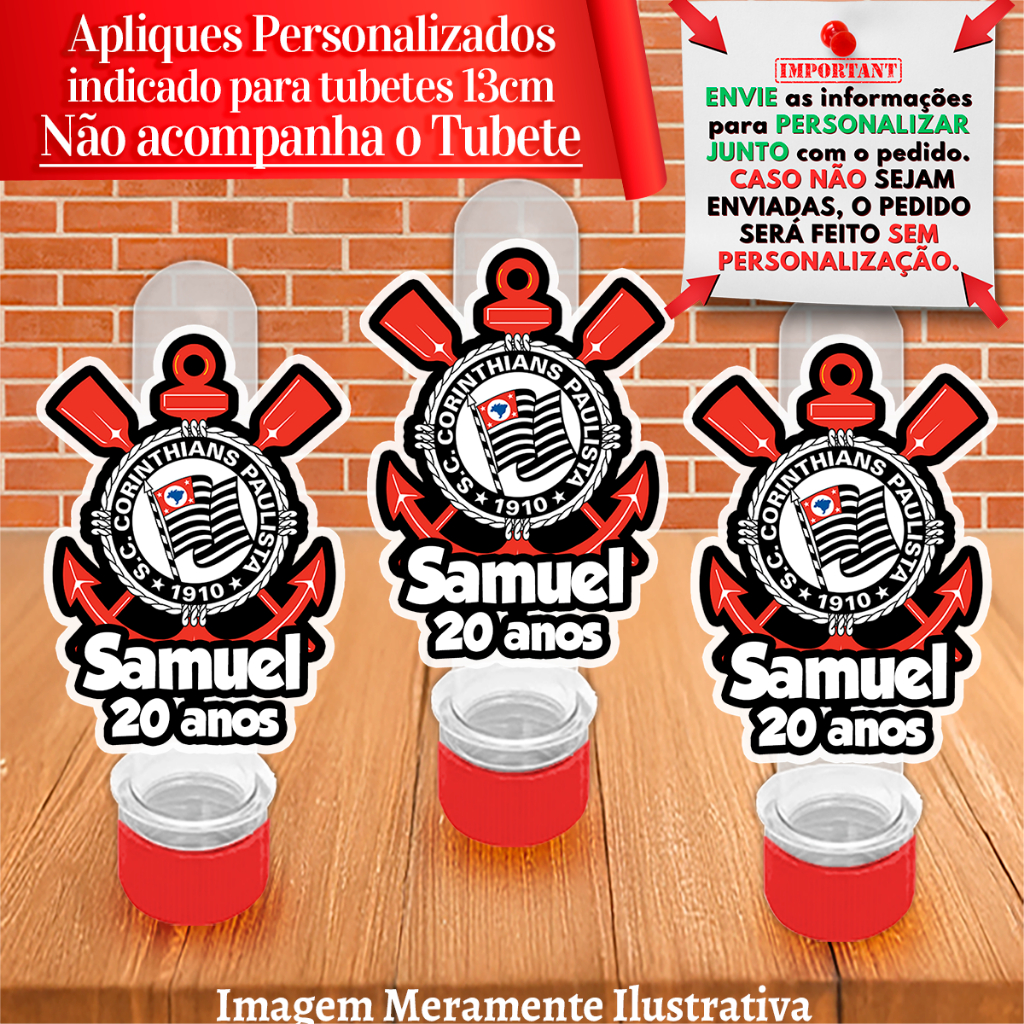 Apliques Personalizados Times – Indicados para Tubetes de 13 cm