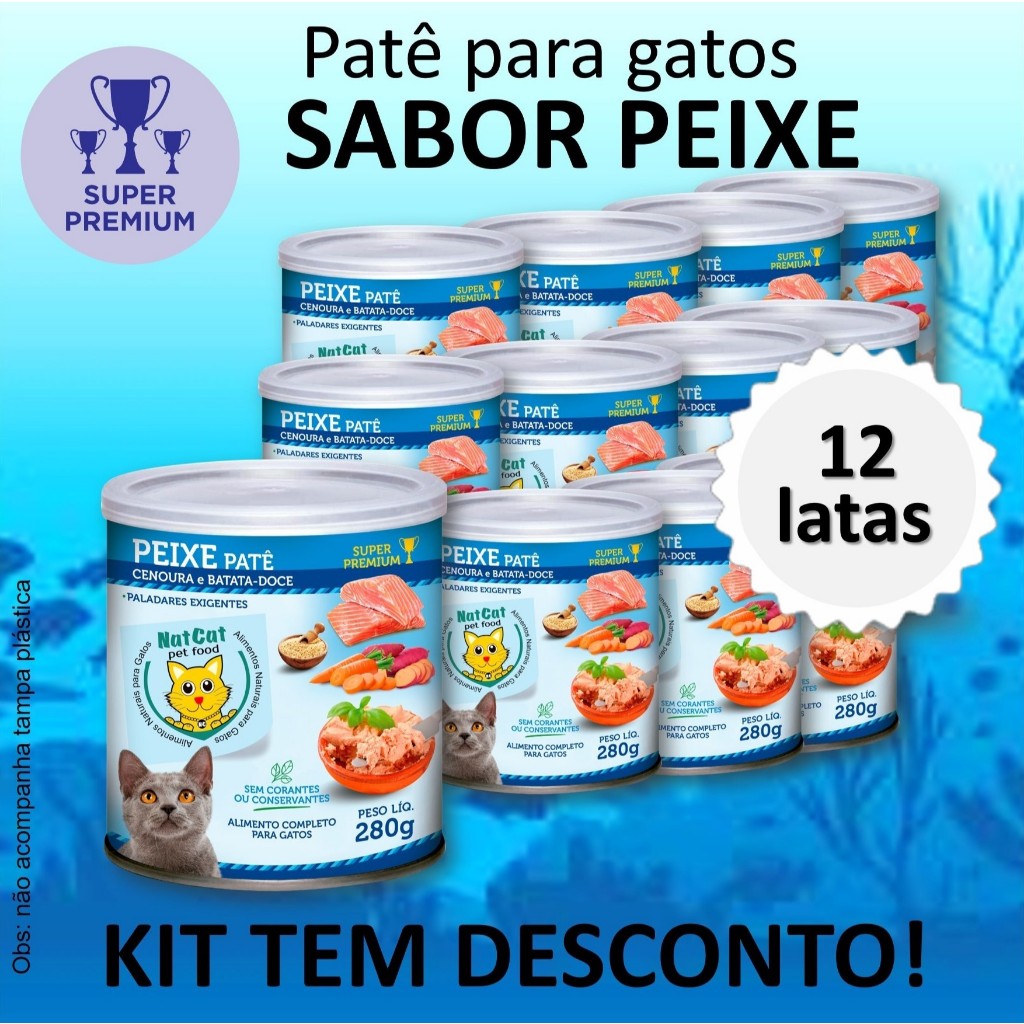 Kit Ração Úmida Patê Natural Gatos Maximo Sabor Peixe NatCat Pet Food Ração Molhada em Oferta na Shopee