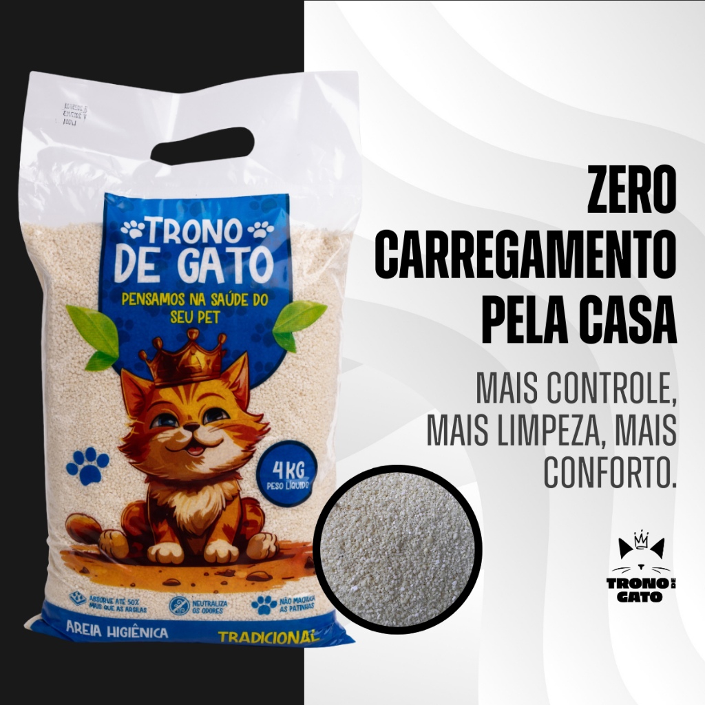 Areia Biodegradavel Biogrossa Trono de Gato Milho e Mandioca