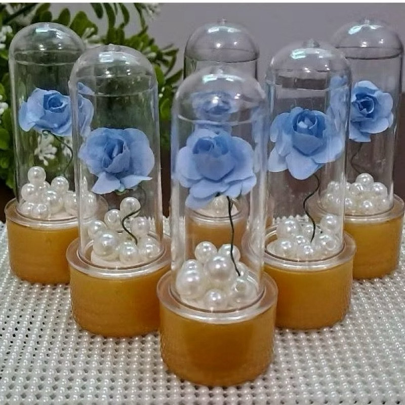 Kit 50 Lembrancinhas Azul Serenity l Mini tubete l Mini rosa l Casamento l Noivado l 15 anos