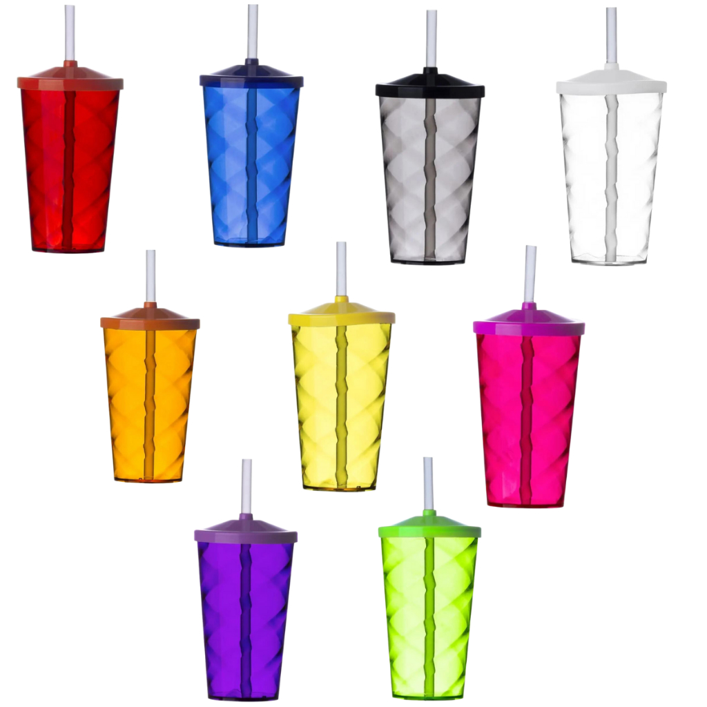 Kit  Copos Twister 500ml 10/20/30/40/50 Com Tampa E Canudo