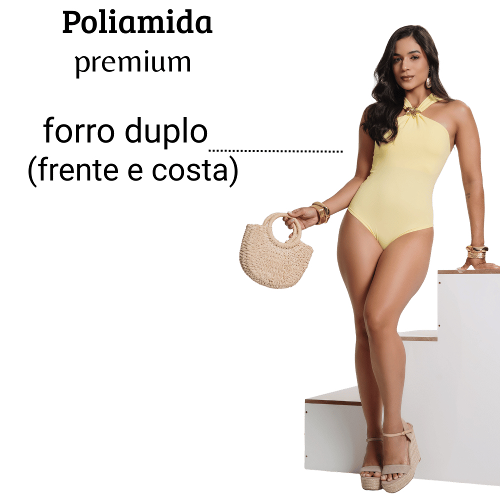 Body Feminino Poliamida Premium Confortável Elegante Com Detalhe Fivela Dourada que Valoriza o Look.