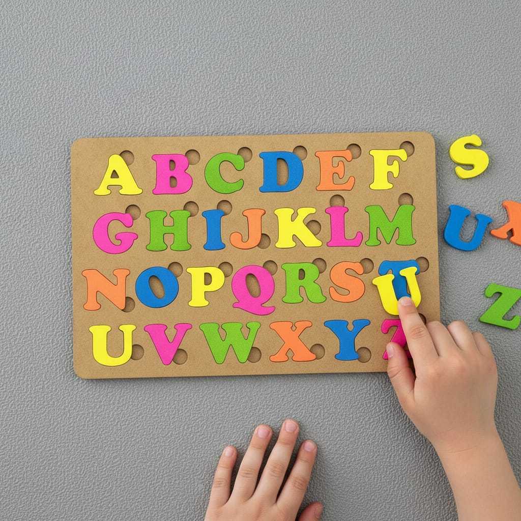 Tabuleiro Alfabeto ABC MDF Letras Brinquedo Educativo Neon Cognitivo Alfabetização Reforço Escolar