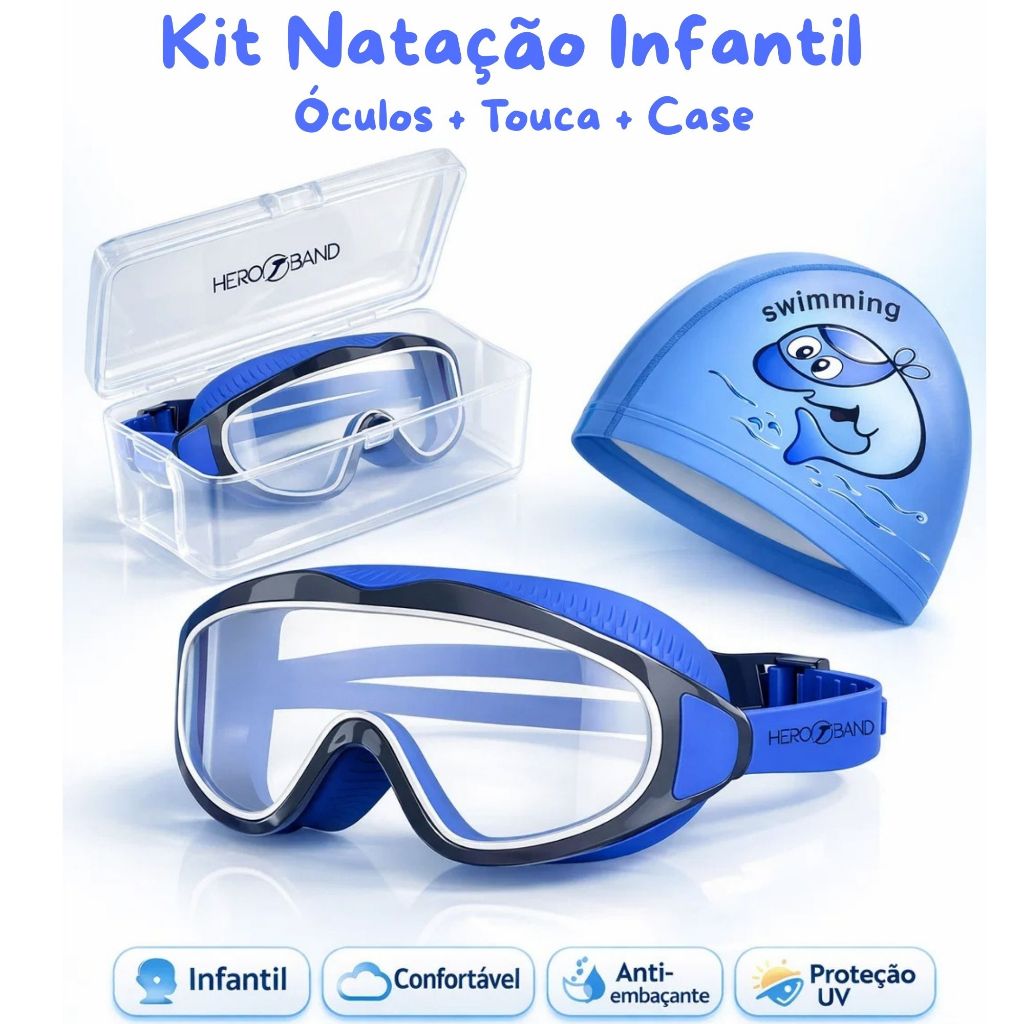 Kit Natação Infantil Óculos Touca Case Protetora Profissional Antiembaçante Coleção Treino Piscina em Oferta na Shopee