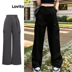 Lovito Calças Básicas com Bolsos para Mulheres L74ED087