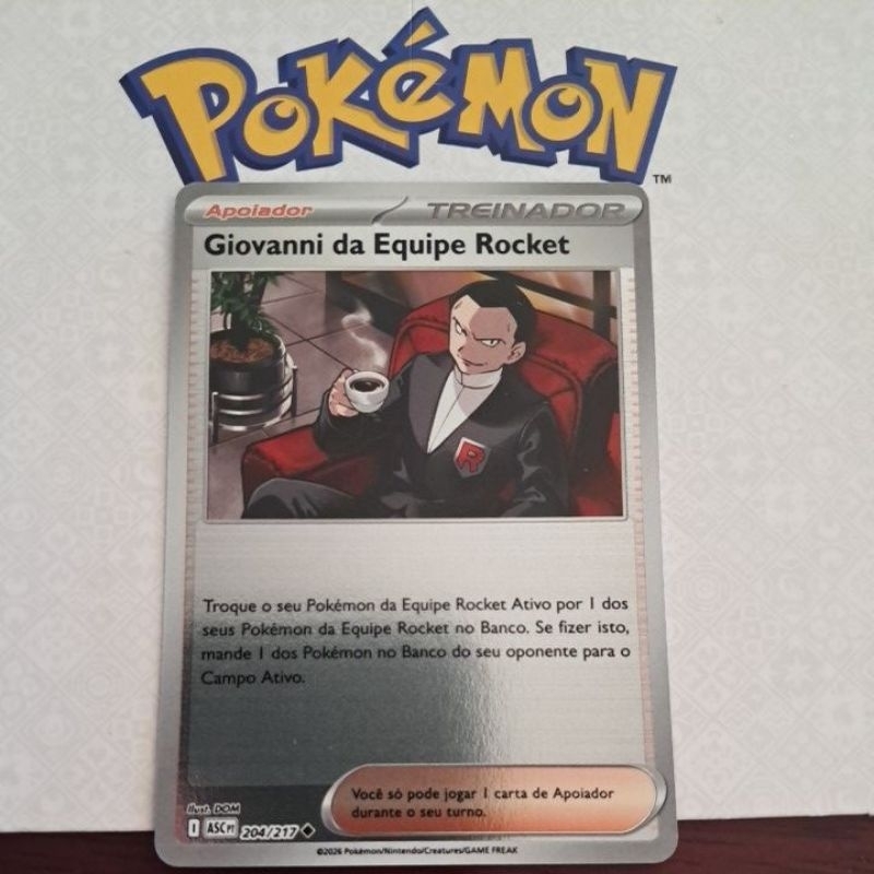 Carta Card Pokémon Treinador Giovanni Da Equipe Rocket Reverse Foil Heróis Excelsos
