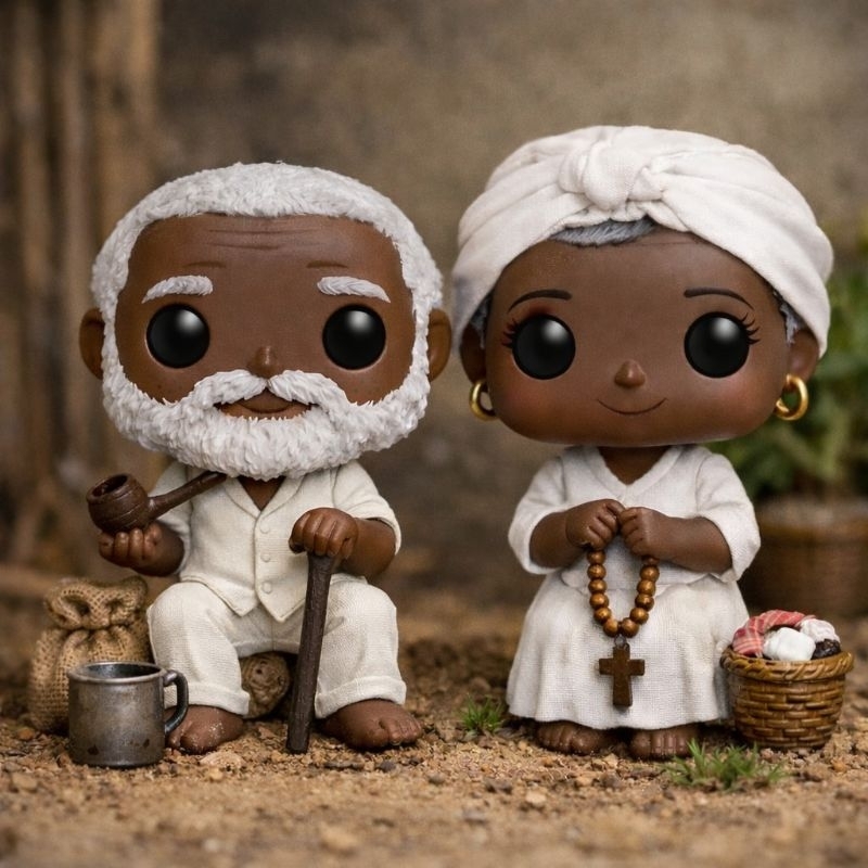 casal de preto velho pintado a mão enfeite pretos velhos em Oferta na Shopee