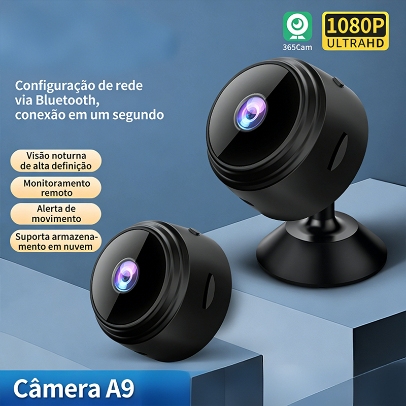 Kit 1/2/3 Câmera de Segurança WiFi Mini A9 1080P HD-Com Visão Noturna, para Monitoramento Interno em Tempo Real via App