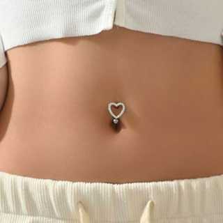 Piercing de Umbigo em Formato de Coração - Piercing Umbigo Coração Aço Inox Prata em Oferta na Shopee