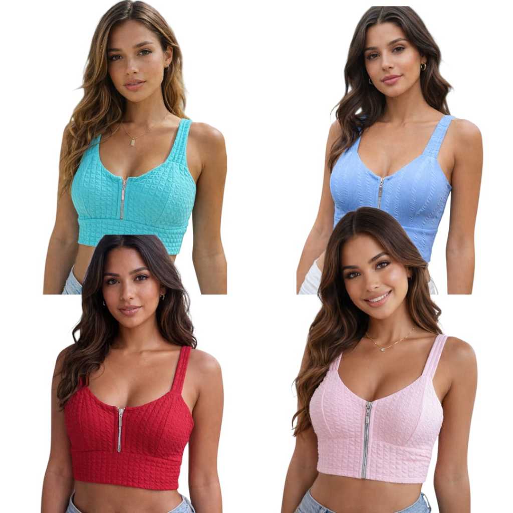 Croppeds Feminino com bojo Alcinha larga veste 36 ao 40 em Oferta na Shopee