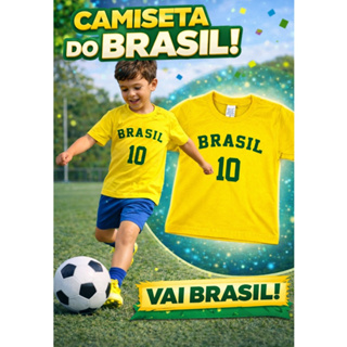 Camiseta Brasil Infantil Copa Do Mundo Unissex Futebol + Brinde em Oferta na Shopee