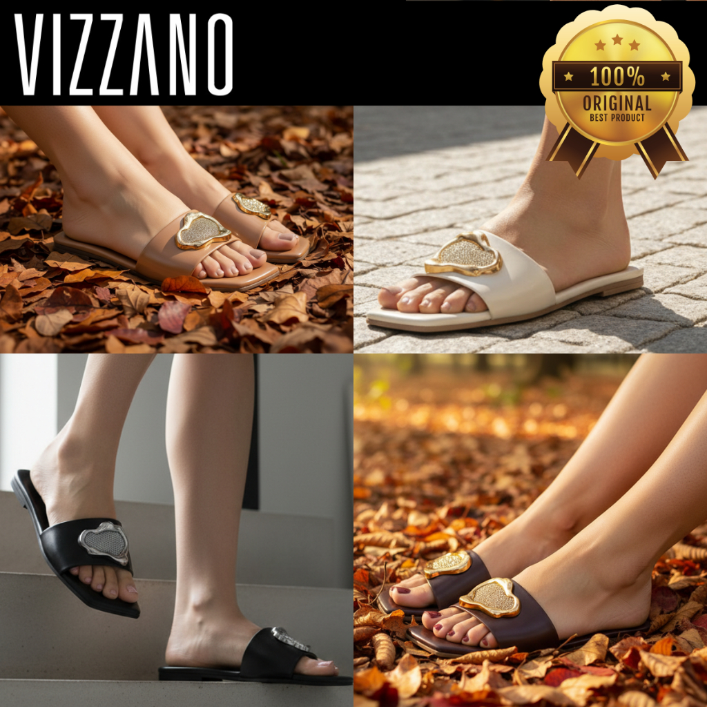 Sandália Rasteira Vizzano Feminino Casual Slide Moderno Confortável Detalhe Elegante 6553109 Original