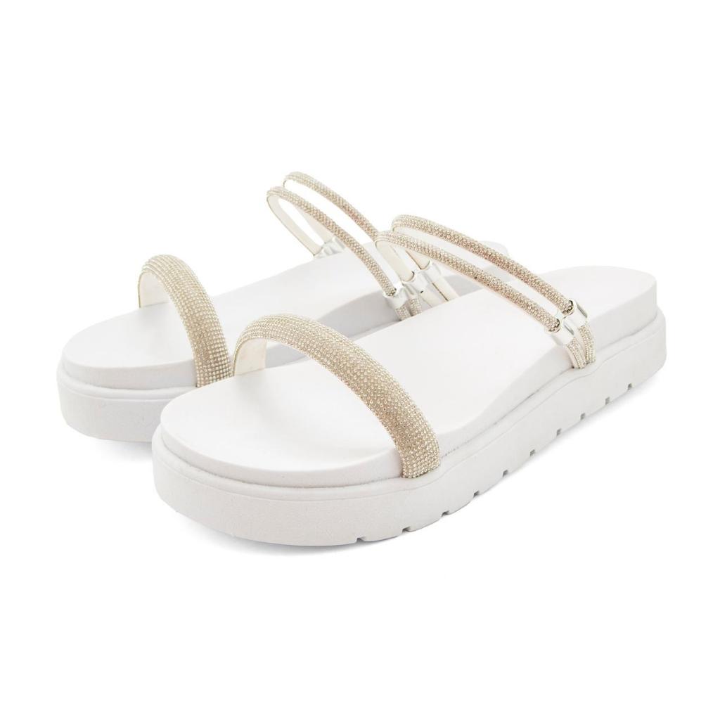 Papete Sandalia Feminina Casual Leve Tiras Com Brilho Estilosa Confortavel Birken Anatomico Anti Derrapante Tendencia
