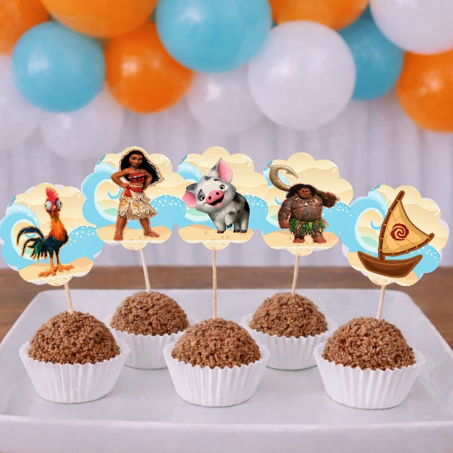 Topper de docinhos ou cupcake MOANA/tags MOANA/Festa Moana/ Aniversário Moana/ Moana 2