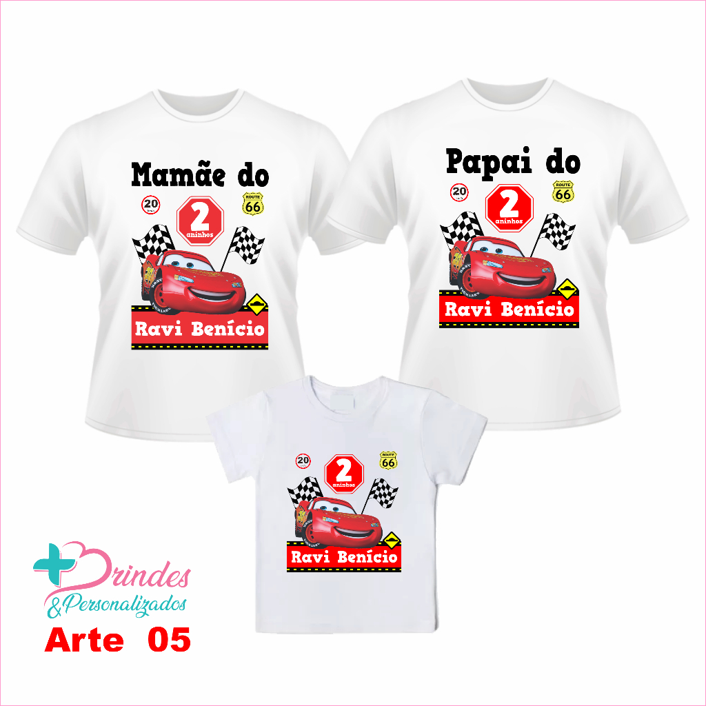 Camisetas personalizadas aniversário carros, poderoso chefinho, astronauta, fazendinha, baby shark. Kit 3 camisetas