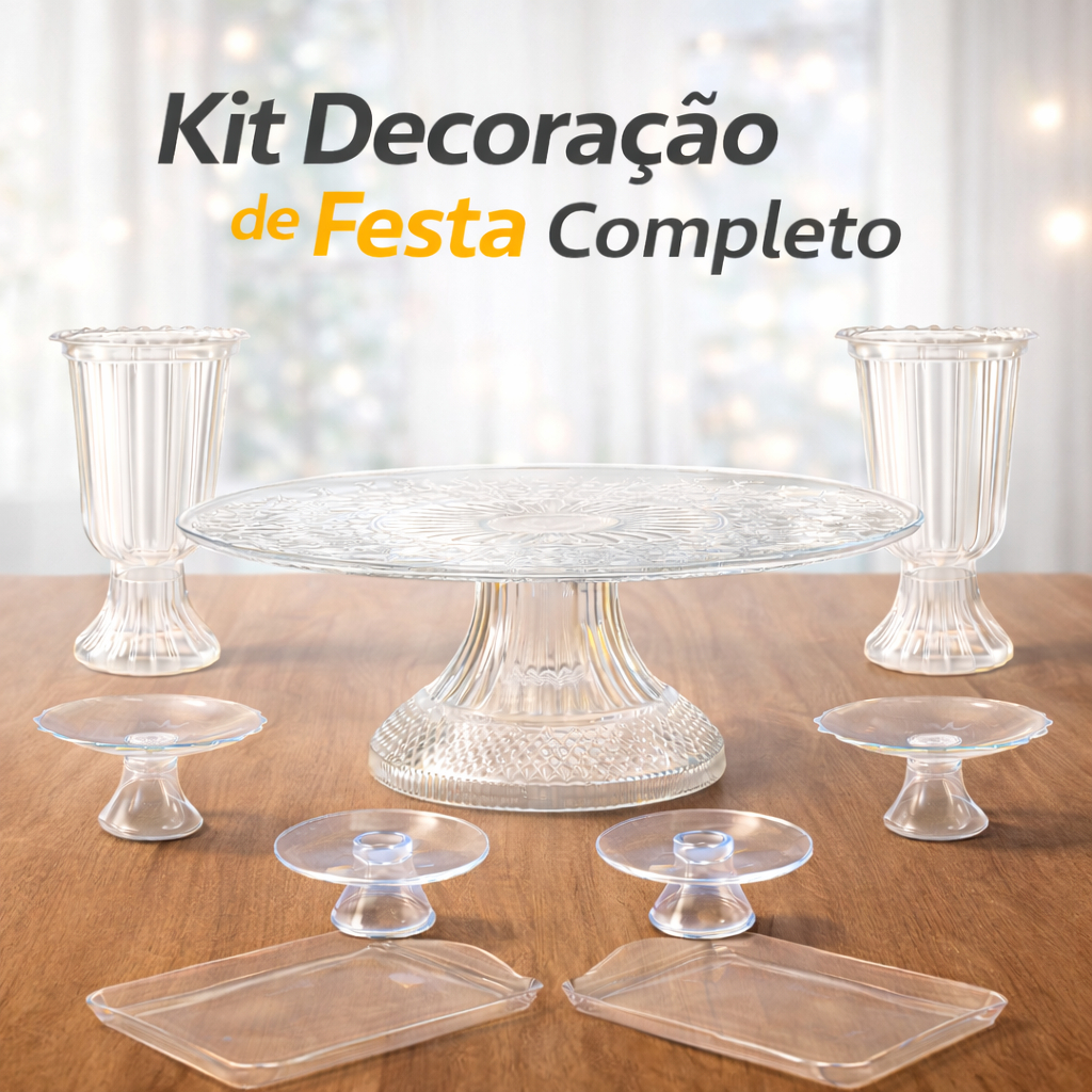 Kit Decoração Festa Suporte Doces e Bolo Boleira Bandejas Vasos Acrílico em Oferta na Shopee