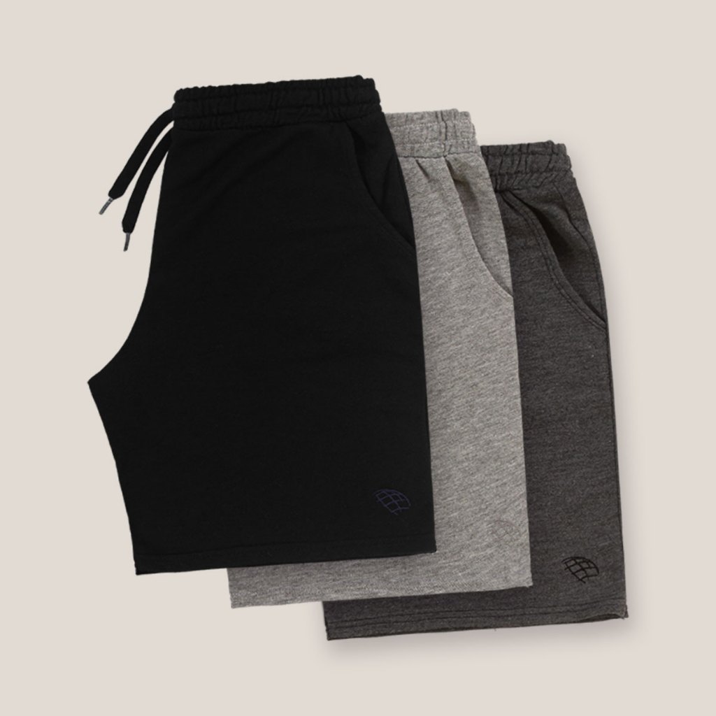 3 Bermudas Moletom Masculina  do P ao G3 Adulto Plus Size Academia Casual Dia a Dia Com Cordão de Ajuste e Bolso