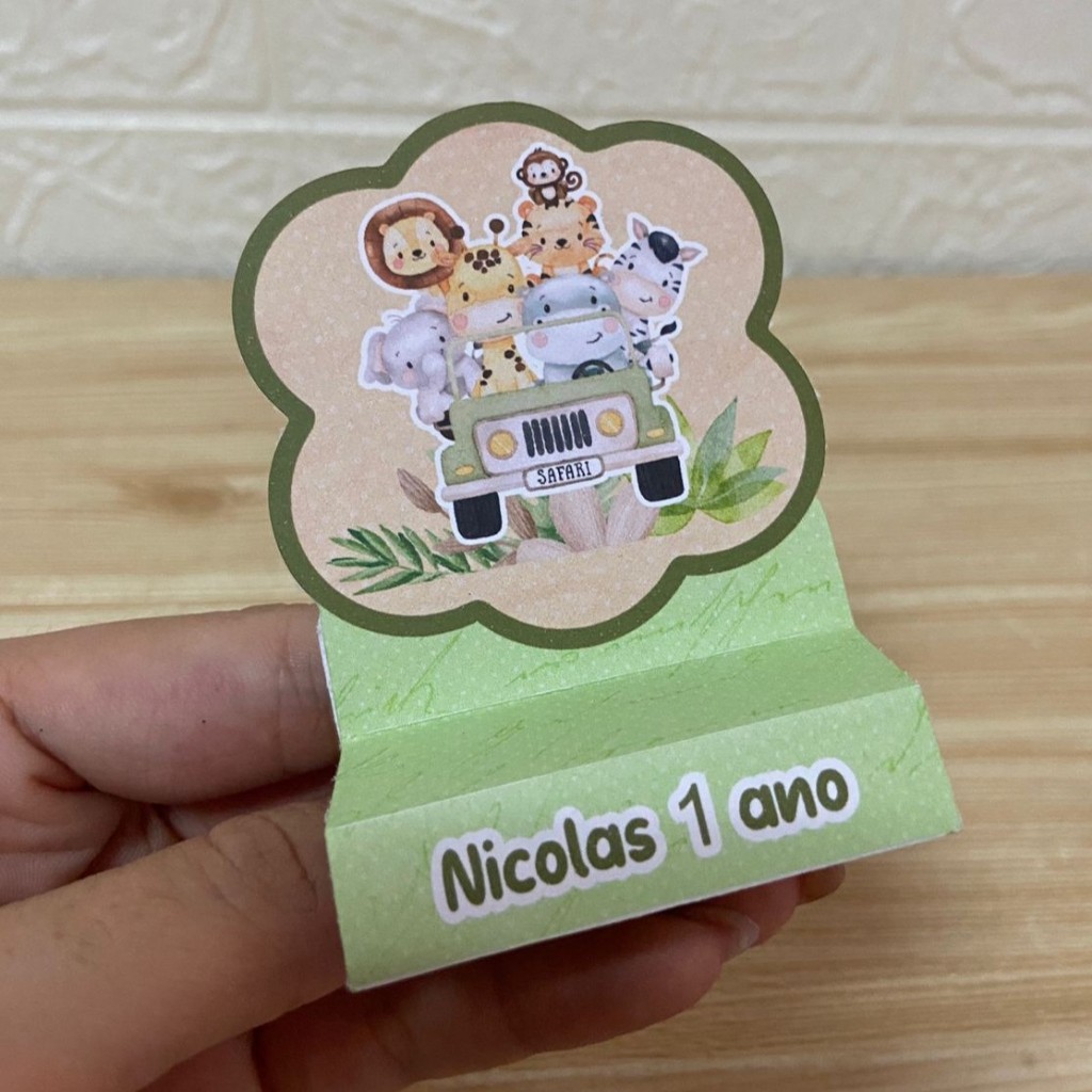 Lembrancinha Porta Bis Duplo Safari (PEGUE E MONTE) - Festa Infantil - Personalizados - Só um bolinho