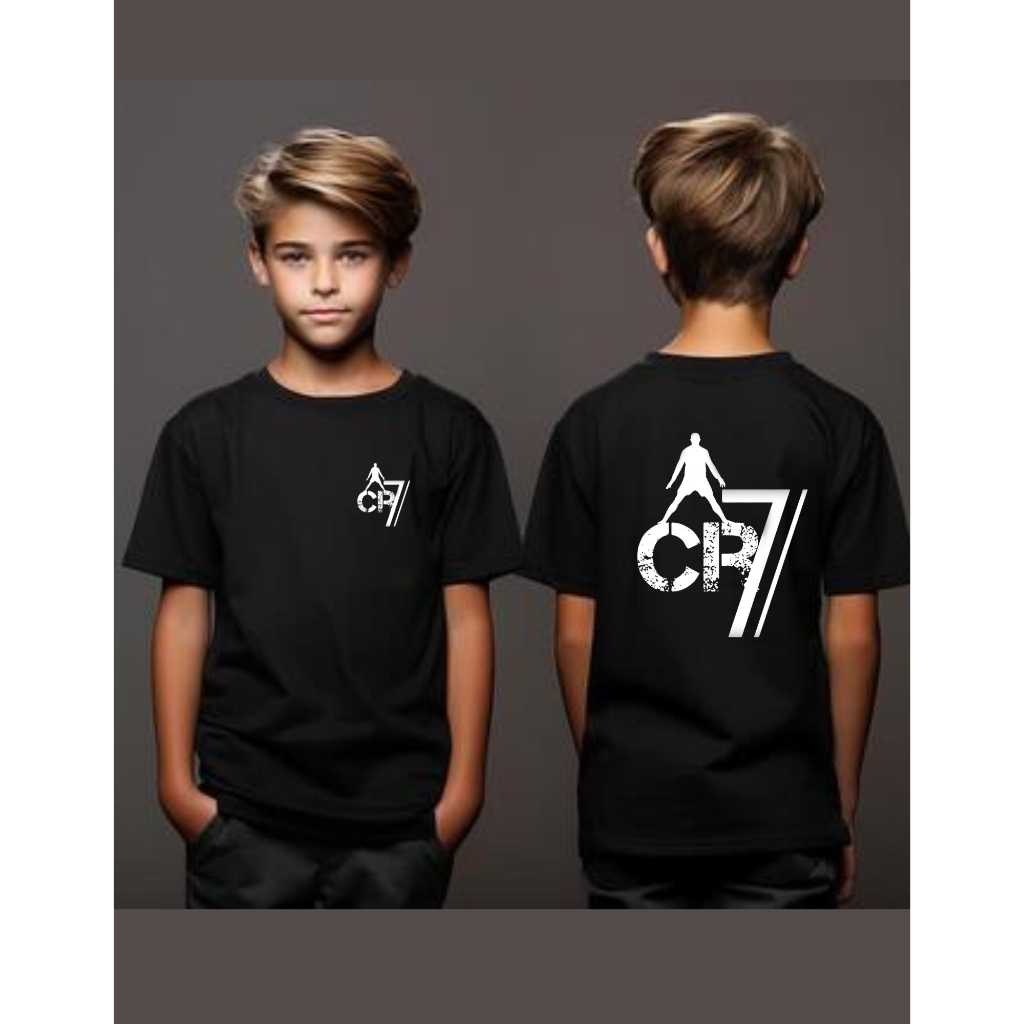 Camiseta Infantil Jogador Cristiano Ronaldo CR7 Camisa Adulto Criança Manga Curta Algodão Futebol