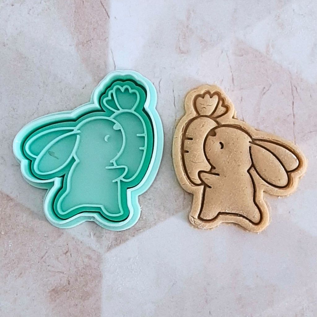 Cortador de Biscoito e Carimbo Coelhinho com Cenoura | Pascoa