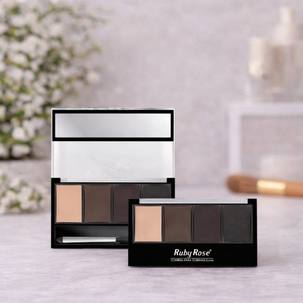 Paleta de Sombra Para Sobrancelhas Ruby Rose -- Trio de Sombras com Primer