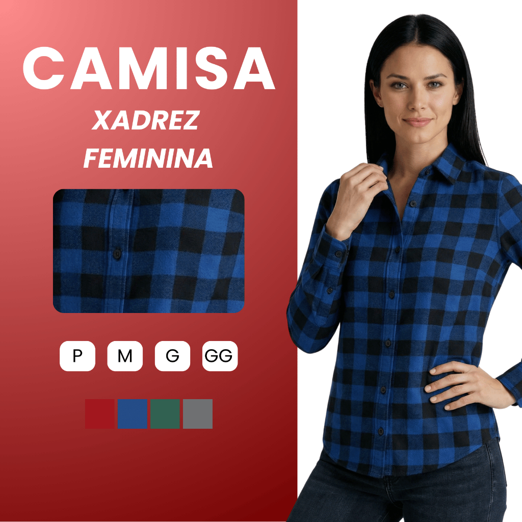Camisa Social Xadrez Manga Longa Camisa Feminina Social Flanela Blusa Social Feminina Xadrez